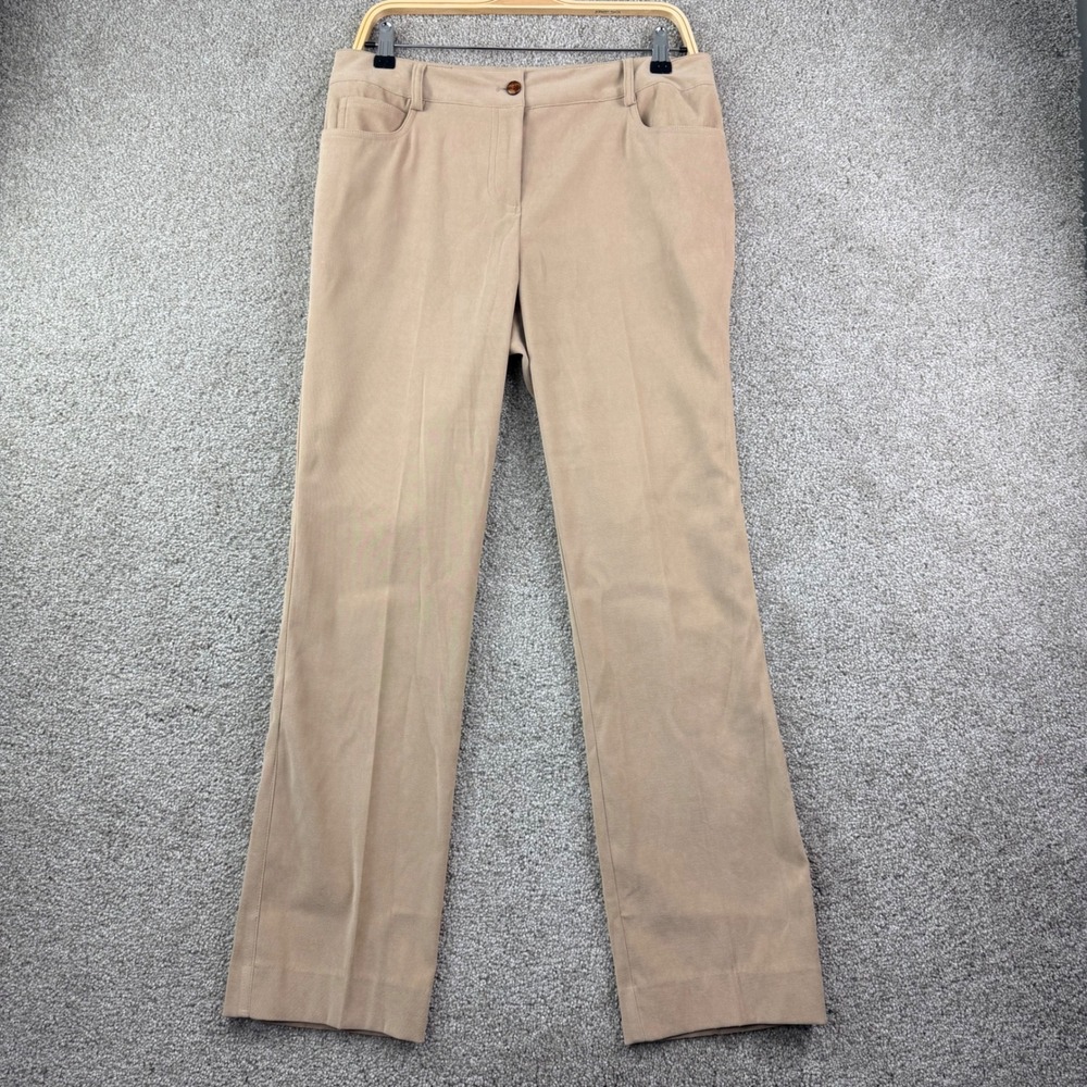 J. McLaughlin Size 10 Taupe Faux Suede Straight Leg Pants Western Quiet Luxury